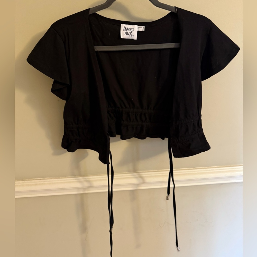 Princess Polly Black Tie-Front Top
